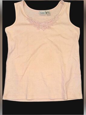 Y2k 90s Vibe Classic Elements Embroidered Pink Tank Top Whimsy Rom Com Girly S/M